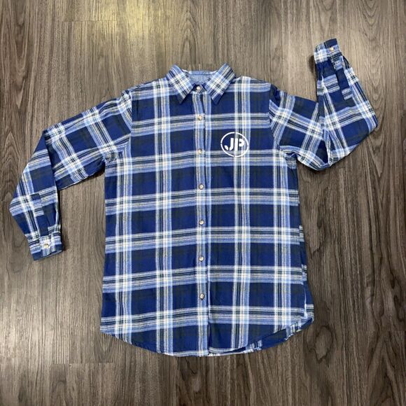 Backpacker J.P. TYLER,TEXAS 2013 Flannel Blue Plaid Long Sleeve Shirt  Medium - Picture 5 of 16